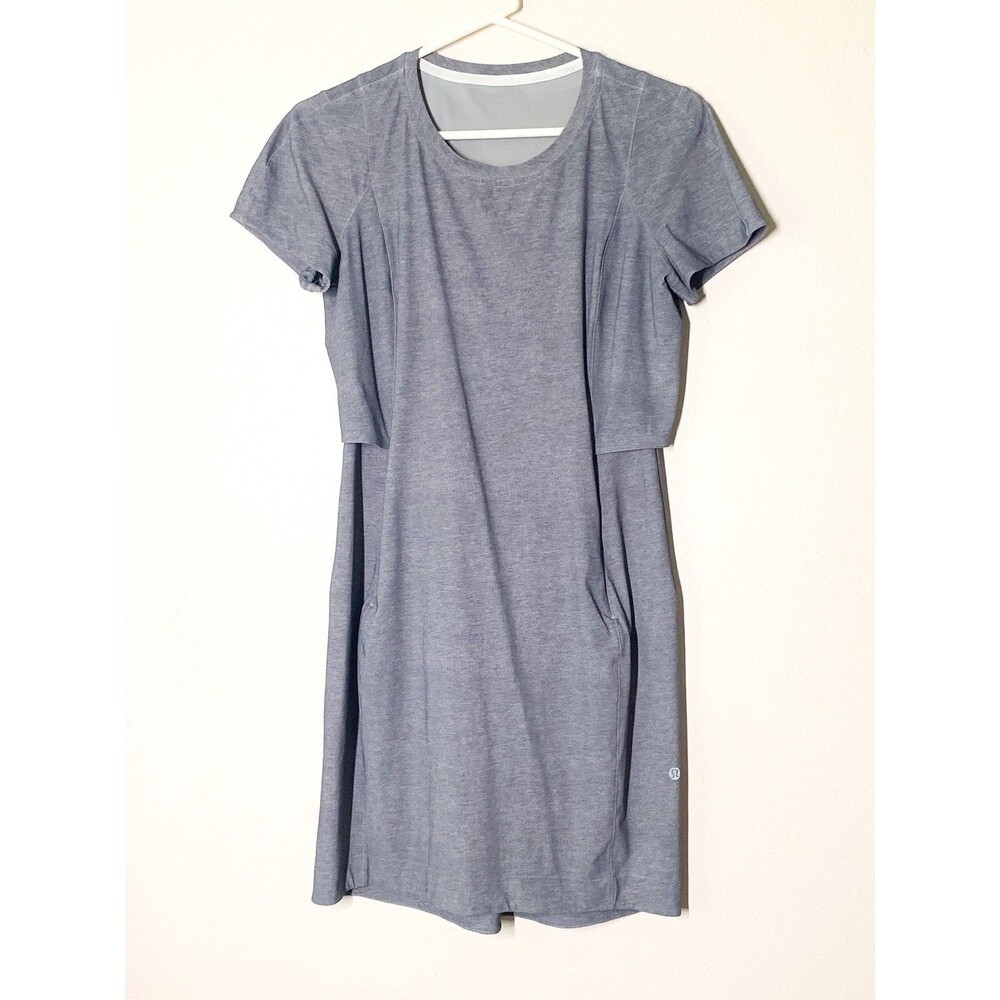 Lululemon &go Endeavor Dress 6 Grey Mini Short Sleeves Pockets
